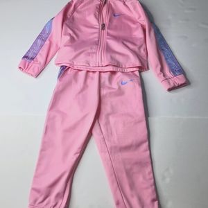 Nike 24 Month Pink Track Suit with Purple Nike Logo Down Leg and Arm